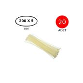 Tek-İş Plastik Kablo Bağı Cırt Kelepçe 200 mm x 5 mm Beyaz 20 Adet