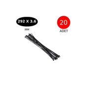 Tek-İş Plastik Kablo Bağı Cırt Kelepçe 292 mm x 3.6 mm Siyah 20 Adet