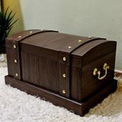 Tekir Store Ahşap Ceviz Eskitme Gold Kulplu Söz Nişan Düğün Hediye Çeyiz Sandığı 24*37 cm Saklama Kutusu