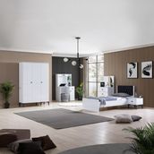 Teknikgenç Odası White 3 Kapaklı Genç Odası Takımı - Beyaz