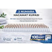 TeknoKapsül 2 Numara Hacamat Kupası 100 Adet Vakumlu Kupa Bardak Dayanıklı Plastik Manuel Hacamat Kabı