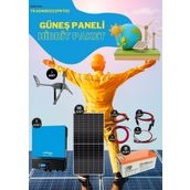 Teknovasyon Arge Güneş Enerjisi Hibrit Paket 7.2 KVA İnverter 450 Watt 200 Amper Jel Akü 2000W 48V Rüzgar Türbini Güneş Paneli