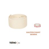 teknozeel Kauçuk Krem Renk Geniş Kenar ve Köşe Koruyucu 2 metre Bebek Masa Darbe Koruma (3M Bant Hediye)