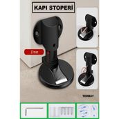 TEMBAY SİYAH Mıknatıslı Metal Kapı Stoperi Akılı Kapı Tamponu Yapışkanlı Kapı Stoperi Vidalı Kapı Stoperi