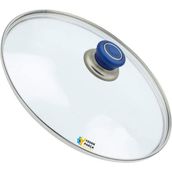 Tencere Sahan Tava Cam Kapağı Kapak 22 cm Mavi Tutma Tepesi - Adet-Set