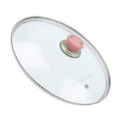 Tencere Sahan Tava Cam Kapağı Kapak 26 cm Pembe Tutma Tepesi