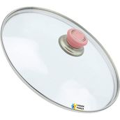 Tencere Sahan Tava Cam Kapağı Kapak 28 cm Pembe Tutma Tepesi - Adet-Set