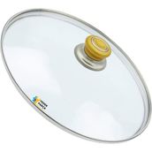 Tencere Sahan Tava Cam Kapağı Kapak 40 cm Altın Sarısı Tutma Tepesi - Adet-Set