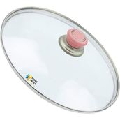 Tencere Sahan Tava Cam Kapağı Kapak 40 cm Pembe Tutma Tepesi - Adet-Set