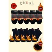 Termal Erkek Kışlık Havlu Patik Çorap Dikişsiz (5 Çift) Siyah Renk