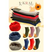 Termal Ozellikli 2X Korumali (3 Cıft) Asorti Renkli Kadin Kislik Havlu Patik Corap