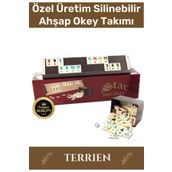 Terrien Premium Antibakteriyel Kir Tutmayan Çizilmeye Dayanıklı Silinebilir Gold Ahşap Ev Kafe Okey Takımı