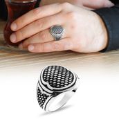 Tesbihane 102001402 Örgü Desenli Erkek 925 Ayar Gümüş Yüzük