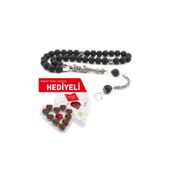 Tesbihane 925 Ayar Gümüş Ayyıldız Püsküllü Küre Kesim Oniks Doğaltaş Tesbih