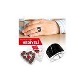 Tesbihane 925 Ayar Gümüş Bombeli Siyah Oniks Taşlı Erkek Yüzük