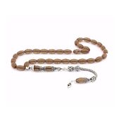 Tesbihane 925 Ayar Gümüş Püsküllü Fasetalı Arpa Kesim Kahverengi Sultanit Tesbih