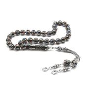 Tesbihane 925 Ayar Gümüş Püsküllü Gümüş Mercan Firuze İşlemeli Erzurum Oltu Taşı Tesbih