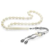 Tesbihane Kararmaz Metal Su Damlası Püsküllü Arpa Kesim Bilek Boy Deve Kemiği Tesbih