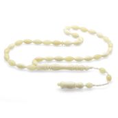 Tesbihane Sistemli Arpa Kesim Natural Renk Deve Kemiği Tesbih