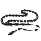 Tesbihane Sistemli Lale Tasarım İmameli Her Tanesi Kumpas İşçilikli Arpa Kesim Erzurum Oltu Taşı Tesbih