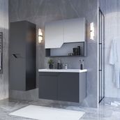 Teta Home Napoli 65 cm MDF Antrasit Banyo Dolabı Seti + Boy Dolabı