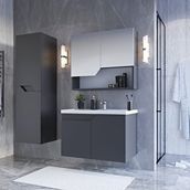 Teta Home Napoli 80 cm MDF Antrasit Banyo Dolabı Seti + Boy Dolabı