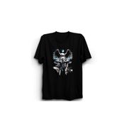 The Fame Kızılderili Şaman Indian Wolf Eagle Kurt ve Kartal Siyah Unisex T-shirt