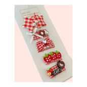 the matdesign Saçsız Bebek Tokası 5’li Set Kırmızı Ekose Sevimli Bebek Tokaları