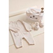 The White Company Saf Kaşmir Lüks Yenidoğan Tulum Bebek Hediye Seti - Krem - 0 - 3 Ay