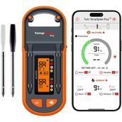 Thermopro TP972 Şarjlı 182M Kablosuz Alarmlı 2problu Telefon Kontrollü Profesyonel Gıda Termometresi - Siyah - Turuncu