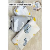 Thiff 3’lü 80X80 %100 Pamuk Müslin Bebek Örtüsü Seti + Hediye Ağız Mendili | Nefes Alan Yumuşak Battaniye - 80 x 80 cm - Çok Renkli