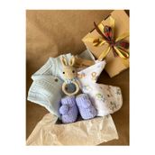 Tiny Wood Organik Müslin Tulumlu Bebek Hediye Seti | Amigurumi Çıngıraklı