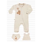 tinylamb Fluffy Bear 3 Parça Yenidoğan Mini Set %100 Organik Pamuk Bebek Hediye Seti