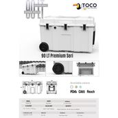 Toco Premium Coolers 90 Lt Premium Tekerlekli Taşınabilir Soğutucu Kamp Buzluğu 90 Qt Kamp ve Araç Termosu Cooler Box - Beyaz