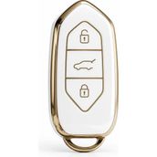 Togg T10X 3 Tuşlu Smart Nano Koruma Anahtar Kılıfı Beyaz Gold Altın Renk Yüksek Kalite - Altın - Beyaz