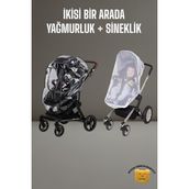 Tois Baby 2 Si Bir Arada Fermuarlı Fitalatsız Bebek Arabası Yağmurluğu + Bebek Arabası Sinekliği - Beyaz