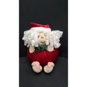 TOMBİŞ El Yapımı Noel Baba Bez Bebek, Dekoratif Yılbaşı Süsü, Kırmızı Kadife, 13x11x10 CM, Tek Parça