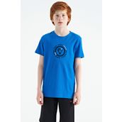 Tommy Life 11115 Saks Nakış Işleme Detaylı O Yaka Standart Kalıp Erkek Çocuk T-Shirt