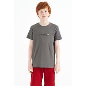Tommy Life 11117 Koyu Gri Baskı Detaylı O Yaka Standart Kalıp Erkek Çocuk T-Shirt