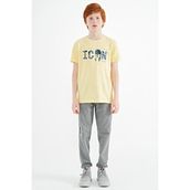 Tommy Life 11118 Sarı Ön Yazı Nakışlı O Yaka Standart Kalıp Erkek Çocuk T-Shirt