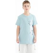 Tommy Life 11119 Açık Mavi Yazı Baskılı O Yaka Standart Kalıp Erkek Çocuk T-shirt