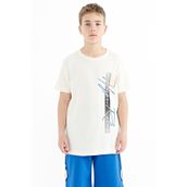 Tommy Life 11119 Ekru Yazı Baskılı O Yaka Standart Kalıp Erkek Çocuk T-shirt