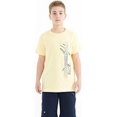 Tommy Life 11119 Sarı Yazı Baskılı O Yaka Standart Kalıp Erkek Çocuk T-Shirt