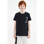 Tommy Life 11120 Lacivert Cep Detaylı O Yaka Standart Kalıp Erkek Çocuk T-Shirt