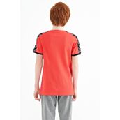 Tommy Life 11121 Coral Omuz Baskı Detaylı Standart Kalıp O Yaka Erkek Çocuk T-Shirt