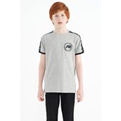 Tommy Life 11121 Gri Melanj Omuz Baskı Detaylı Standart Kalıp O Yaka Erkek Çocuk T-Shirt