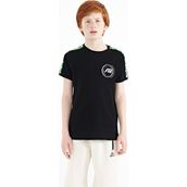 Tommy Life 11121 Siyah Omuz Baskı Detaylı Standart Kalıp O Yaka Erkek Çocuk T-Shirt