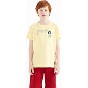 Tommy Life 11145 Sarı Baskı Detaylı O Yaka Standart Kalıp Erkek Çocuk T-Shirt