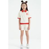 Tommy Life 75131 Ekru Yakalı Kısa Kollu Rahat Form Kız Çocuk Şort Takım