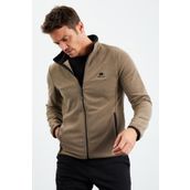 Tommy Life 87992 Camel Yazı Nakışlı Dik Yaka Fermuarlı Standart Kalıp Polar Erkek Sweatshirt